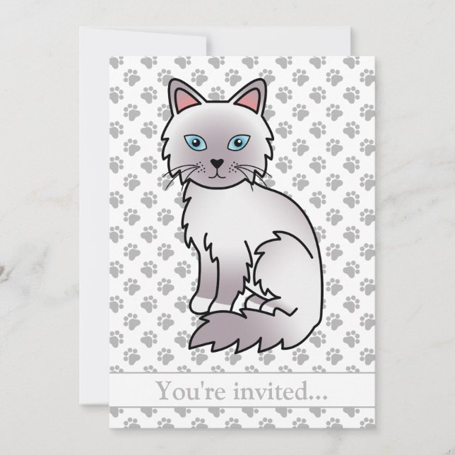 Lilac Point Birman/Ragdoll Cat Birthday Party Einladung (Vorderseite)