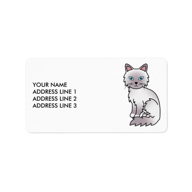 Lilac Point Birman/Ragdoll Cat & Custom Text Adressaufkleber (Vorne)