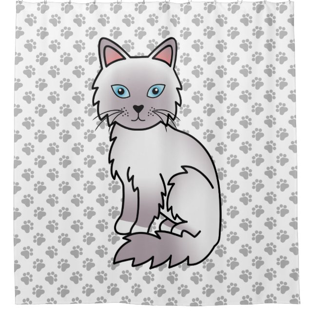 Lilac Point Birman / Ragdoll Cat & Paws Duschvorhang (Vorderseite)