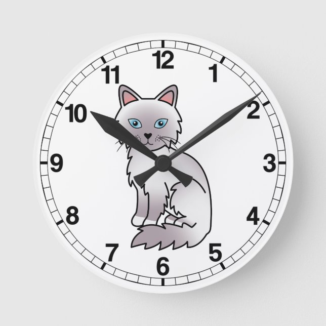 Lilac Point Birman / Ragdoll Cat Runde Wanduhr (Vorderseite)