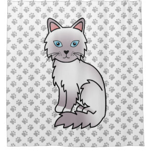 Lilac Point Birman / Ragdoll Katze & Pfoten Duschvorhang