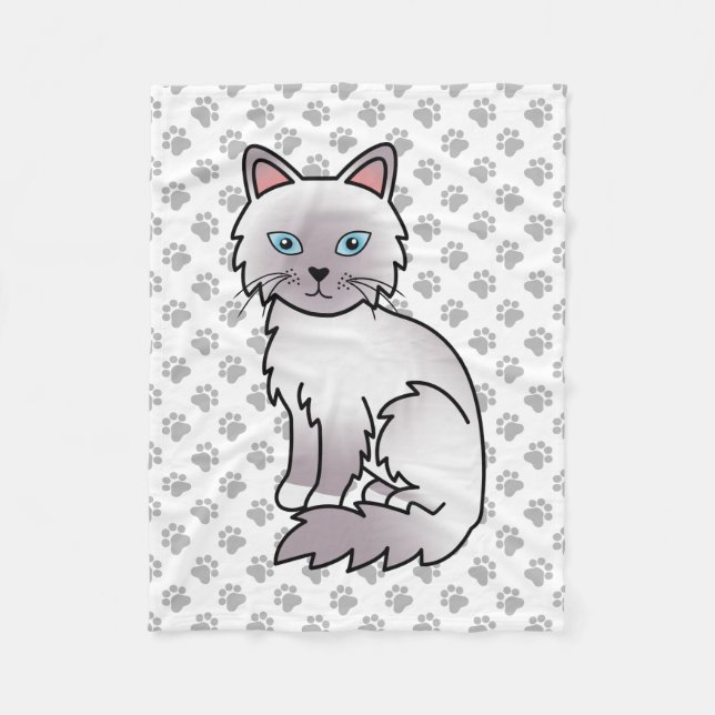 Lilac Point Birman / Ragdoll Niedlich Cat & Paws Fleecedecke (Vorderseite)