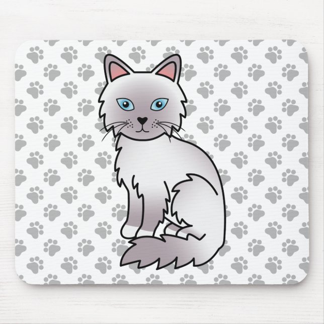 Lilac Point Birman / Ragdoll Niedlich Cat & Paws Mousepad (Vorne)