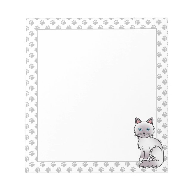 Lilac Point Birman / Ragdoll Niedlich Cat & Paws Notizblock (Vorderseite)