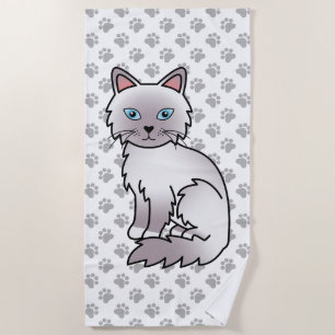 Lilac Point Birman / Ragdoll Süße Katze & Pfoten Strandtuch