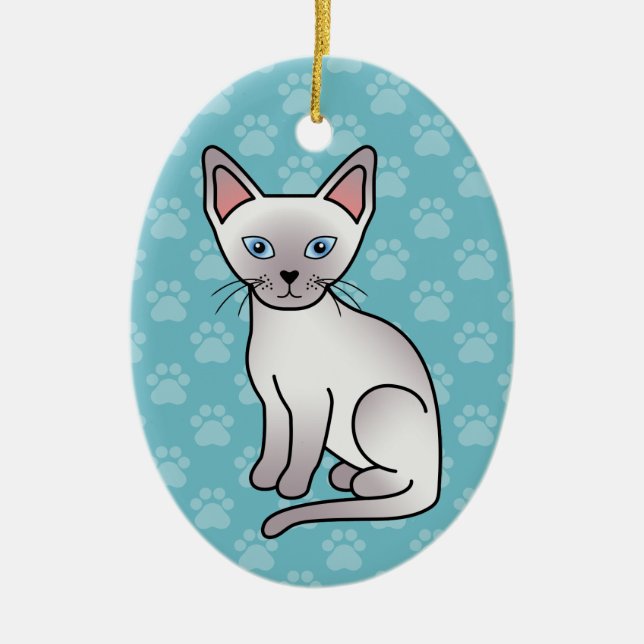 Lilac Point Siamese Rasse Cartoon Zeichnend Keramikornament (Vorne)