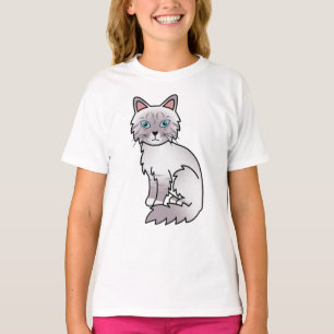 Lilac Point Tabby Birman / Ragdoll Cartoon-Katze T-Shirt