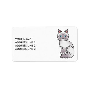 Lilac Point Tabby Birman/Ragdoll Cat & Custom Text Adressaufkleber