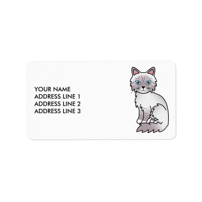 Lilac Point Tabby Birman/Ragdoll Cat & Custom Text Adressaufkleber (Vorne)