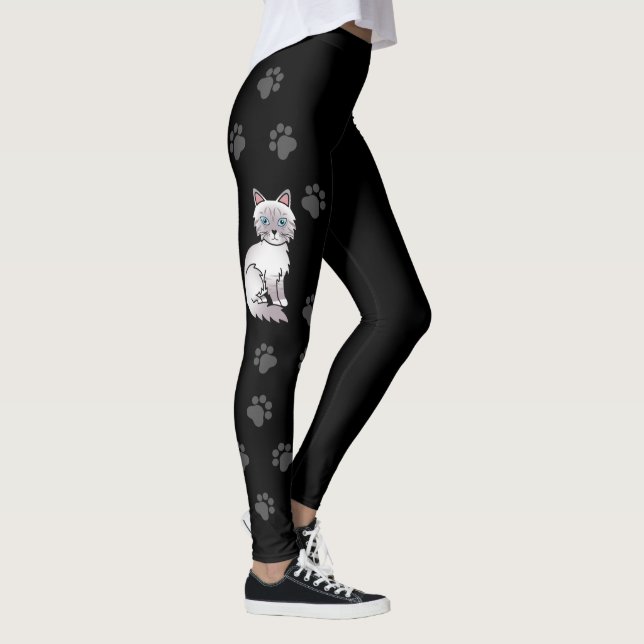 Lilac Point Tabby Birman/Ragdoll Cat & Paws Black Leggings (Rechts)