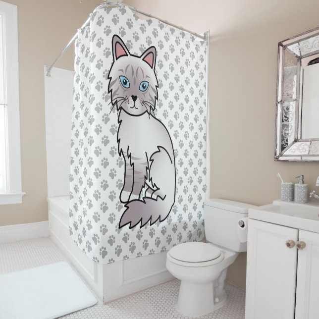Lilac Point Tabby Birman / Ragdoll Cat & Paws Duschvorhang (Beispiel)