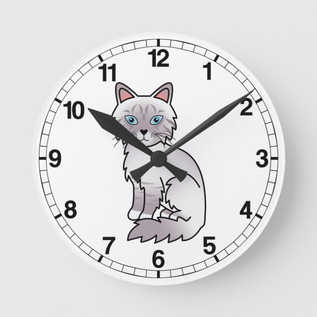 Lilac Point Tabby Birman / Ragdoll Cat Runde Wanduhr (Vorderseite)