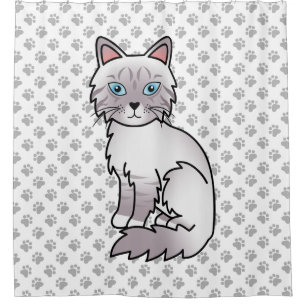 Lilac Point Tabby Birman / Ragdoll Katze & Pfoten Duschvorhang