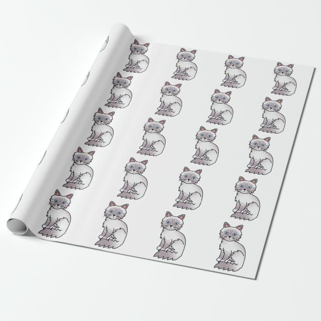 Lilac Point Tabby Birman/Ragdoll Niedlich Cat Patt Geschenkpapier (Ungerollt)