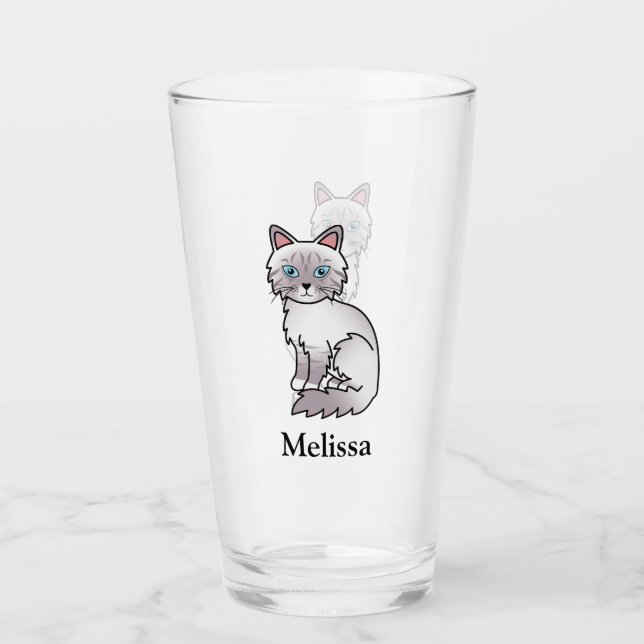 Lilac Point Tabby Birman / Ragdoll Niedliche Katze Glas (Vorderseite)