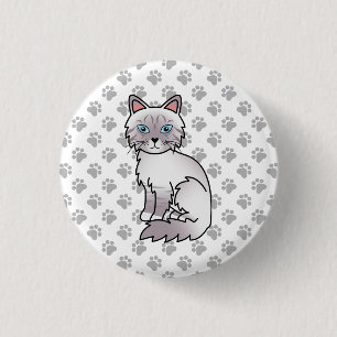 Lilac Point Tabby Birman / Ragdoll Süße Katze & Pf Button