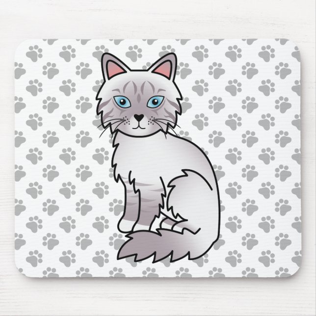 Lilac Point Tabby Birman / Ragdoll Süße Katze & Pf Mousepad (Vorne)
