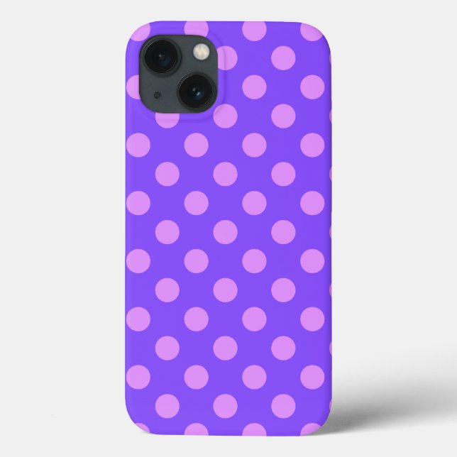 Lilac polka dots on periwinkle Case-Mate iPhone ca Hülle (Rückseite)