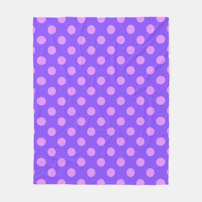 Lilac polka dots on periwinkle fleecedecke (Vorderseite)
