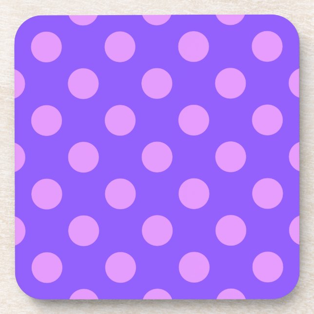 Lilac polka dots on periwinkle getränkeuntersetzer (Vorderseite)