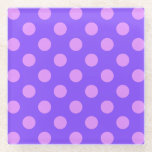 Lilac polka dots on periwinkle glasuntersetzer<br><div class="desc">Lilac polka dots on periwinkle</div>