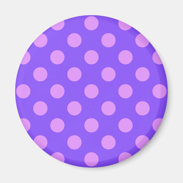 Lilac polka dots on periwinkle magnet (Vorne)