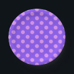 Lilac polka dots on periwinkle pappteller<br><div class="desc">Lilac polka dots on periwinkle</div>
