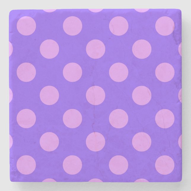 Lilac polka dots on periwinkle steinuntersetzer (Vorderseite)