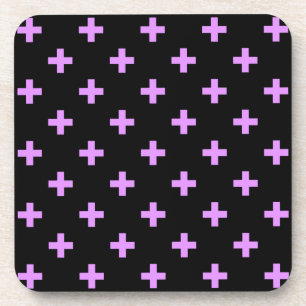 Lilac polka kreuzt schwarz getränkeuntersetzer