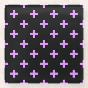 Lilac polka kreuzt schwarz glasuntersetzer