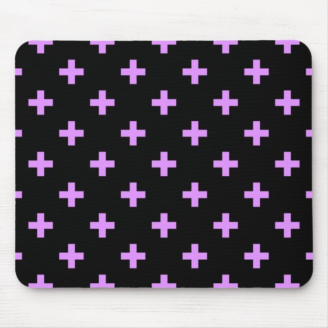 Lilac polka kreuzt schwarz mousepad (Vorne)