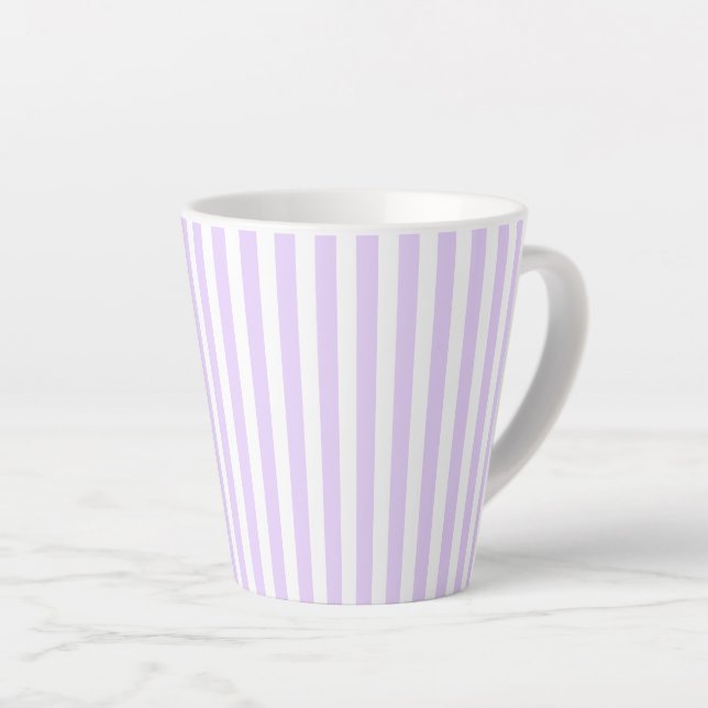 Lilac purple and white candy stripes milchtasse (Rechte Ecke)