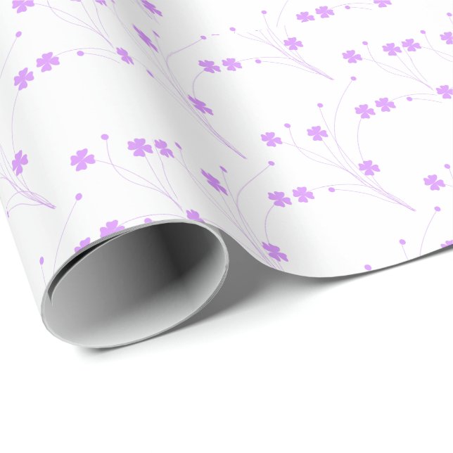 Lilac Purple Blumen, kleine pastellfarbene Blütenb Geschenkpapier (Rolleneckpunkt)