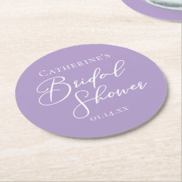 Lilac Purple Bridal Shower Personalized Runder Pappuntersetzer