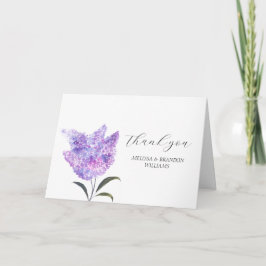 Lilac Purple Floral Flowers Wedding Thank you Dankeskarte