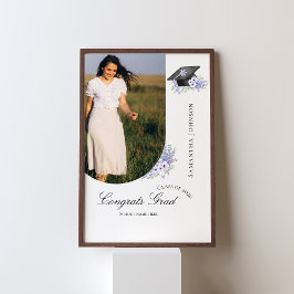 Lilac Purple Floral Graduation welcome  sign Poster
