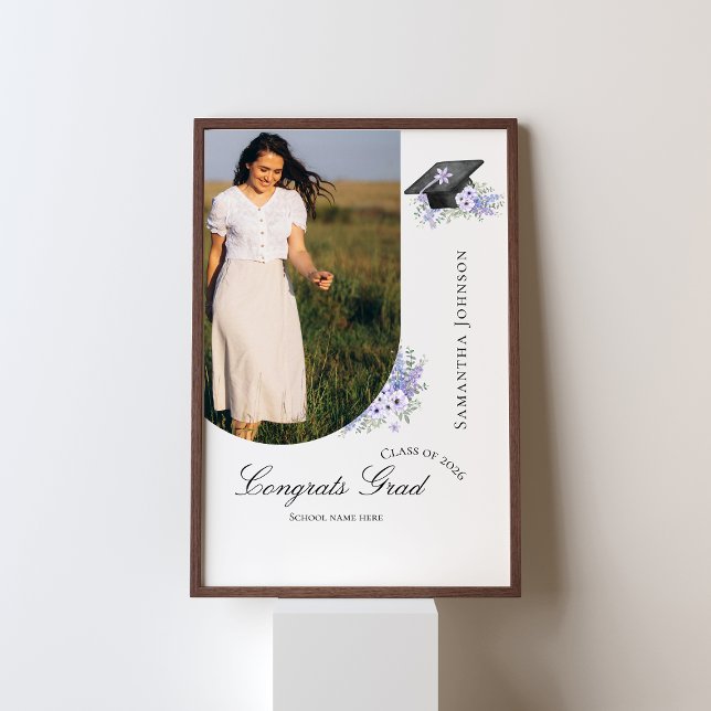 Lilac Purple Floral Graduation welcome  sign Poster (Von Creator hochgeladen)