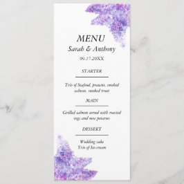 Lilac Purple Floral Watercolor Wedding Food Menükarte