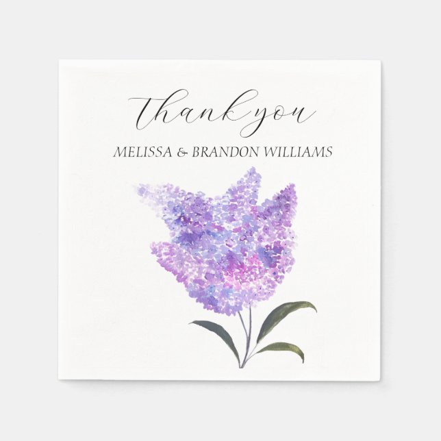 Lilac Purple Floral Wedding Thank you  Serviette (Vorderseite)