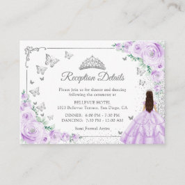 Lilac Purple Silver Quincenarea Reception Details Begleitkarte