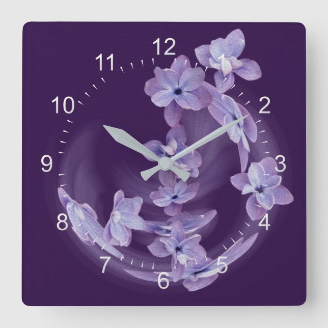 Lilac Quadratische Wanduhr (Vorderseite)