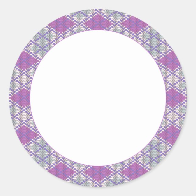 LILAC RAUTE STRICK 3" Round Stickers (Vorderseite)