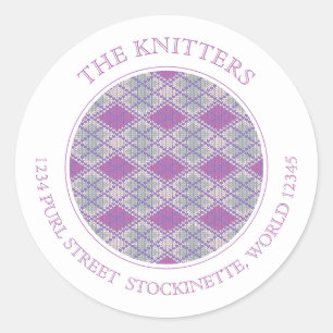 LILAC RAUTE STRICK Kleine Round-Address-Labels Runder Aufkleber
