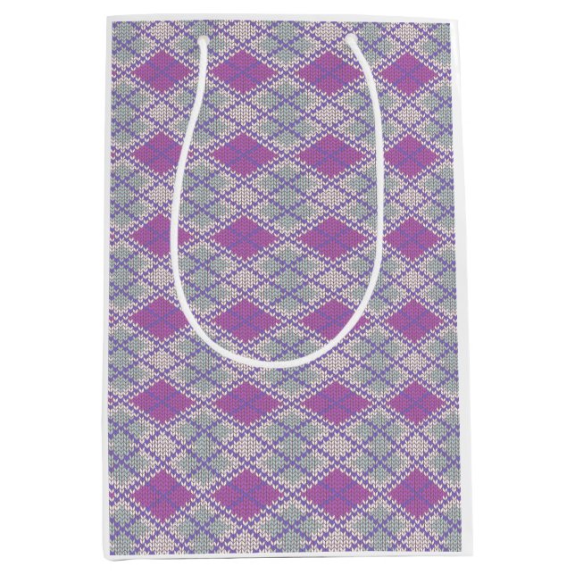 LILAC RAUTE STRICK Mittlere Geschenktüte (Vorderseite)