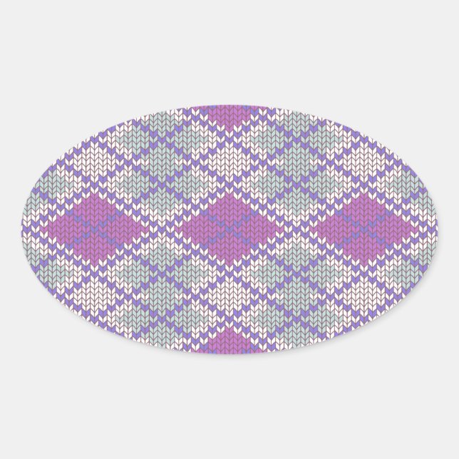 LILAC RAUTE STRICK Oval Stickers (Vorderseite)