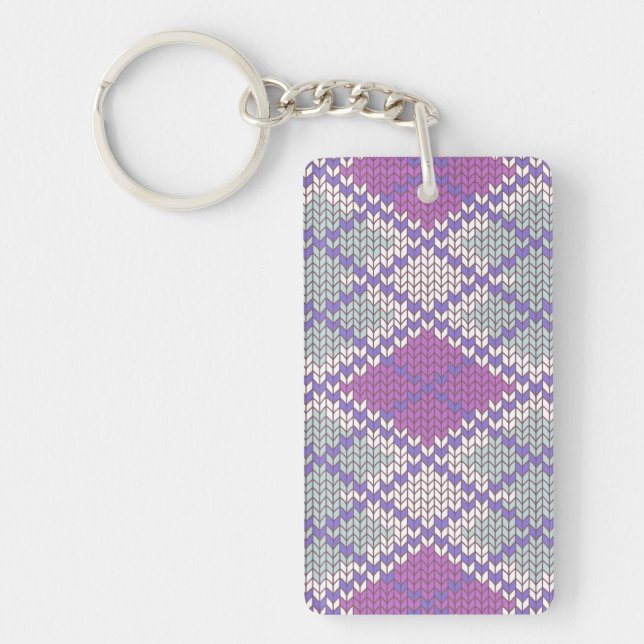 LILAC RAUTE STRICK Rectangle Akryllischer Schlüsse Schlüsselanhänger (Vorderseite)