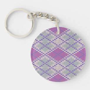 LILAC RAUTE STRICK Runder AcrylISCHER Schlüsselanh Schlüsselanhänger