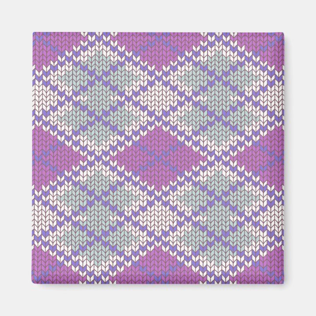 LILAC RAUTE STRICK Square Magnet (Vorne)