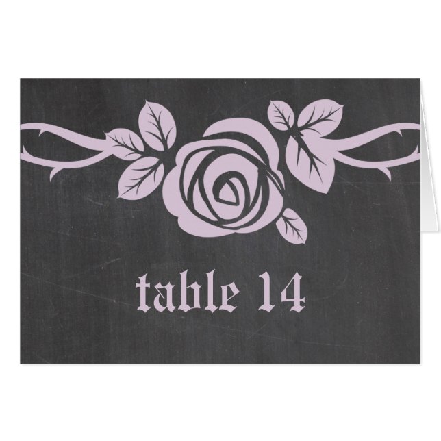 Lilac Rose Chalkboard Tischnummer Card (Vorderseite (Horizontal))