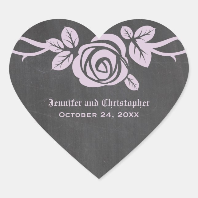 Lilac Rose Chalkboard Wedding Stickers (Vorderseite)